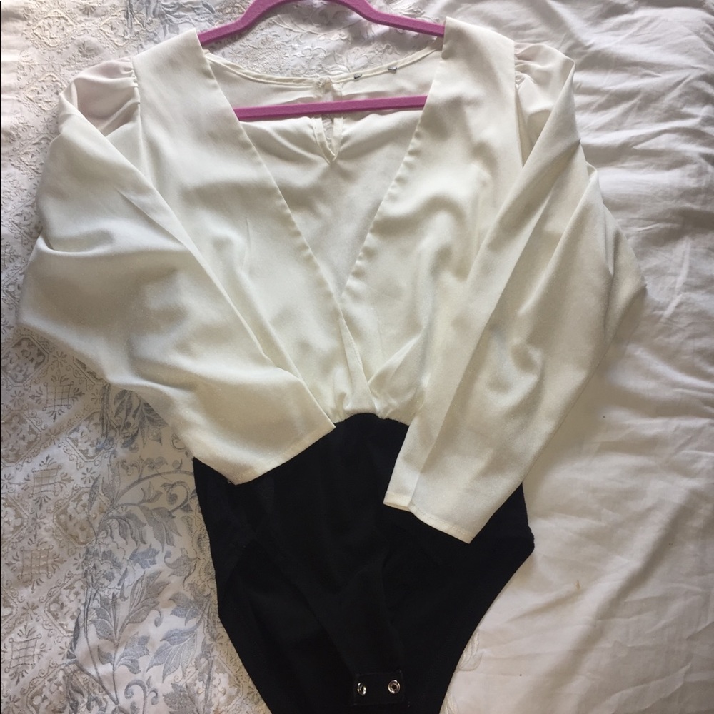 Plunging V long sleeved bodysuit